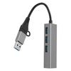 USB3.0 Hub 5Gbps Plug and Play 4 Port Aluminum Alloy USB C To RJ45 Adapter for Windows for Linux for OS X Silver Gray