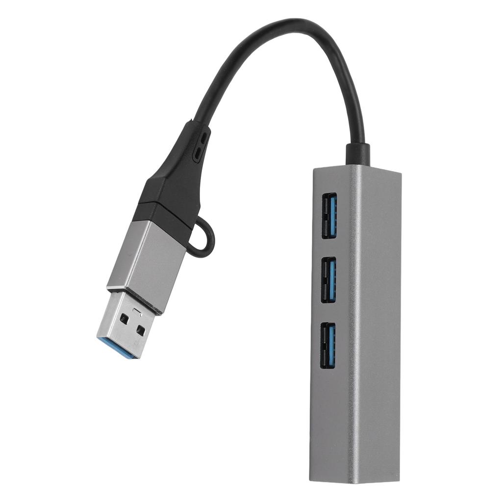 USB3.0 Hub 5Gbps Plug and Play 4 Port Aluminum Alloy USB C To RJ45 Adapter for Windows for Linux for OS X Silver Gray