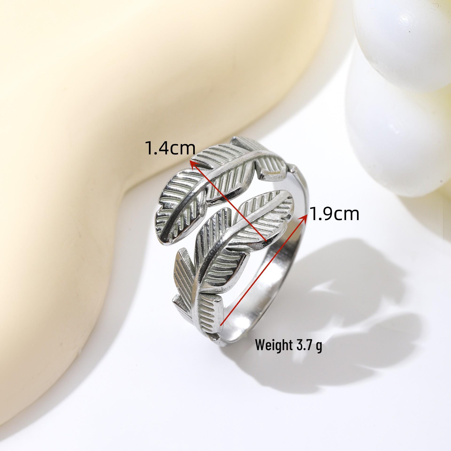 18K Gold Plated Titanium Stainless Steel Adjustable Leaf Ring