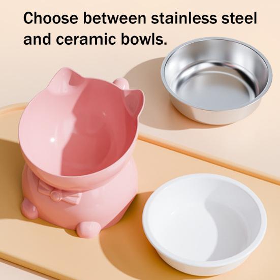 Elevated Cat Bowl Tilted Cat Food Bowl Anti-Slip Raised Cat Feeding Bowl Protects Cats Neck Spine Friendly for Drinking Eating