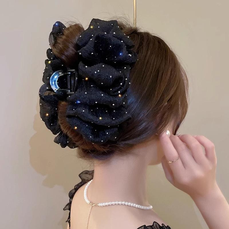 Large Bow Mesh Hairpin Temperament Elegant Women Hair Claw Clips Princess Headdress Fashion Grab Clip Female Hair Accessories