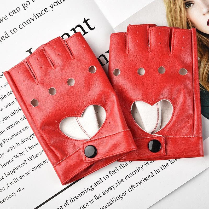 Dance Gloves Ladies Street Punk Stage Performance Thunderbolt Half Finger Gloves Nightclub Photography Leather Dance Gloves