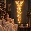 Sacred Room Lighting Angel Blessing Wall Light, Cascading Glowing Star Christmas Lamp, LED Faith Based Home Decor Starfall Effect Figurine for Bedroom