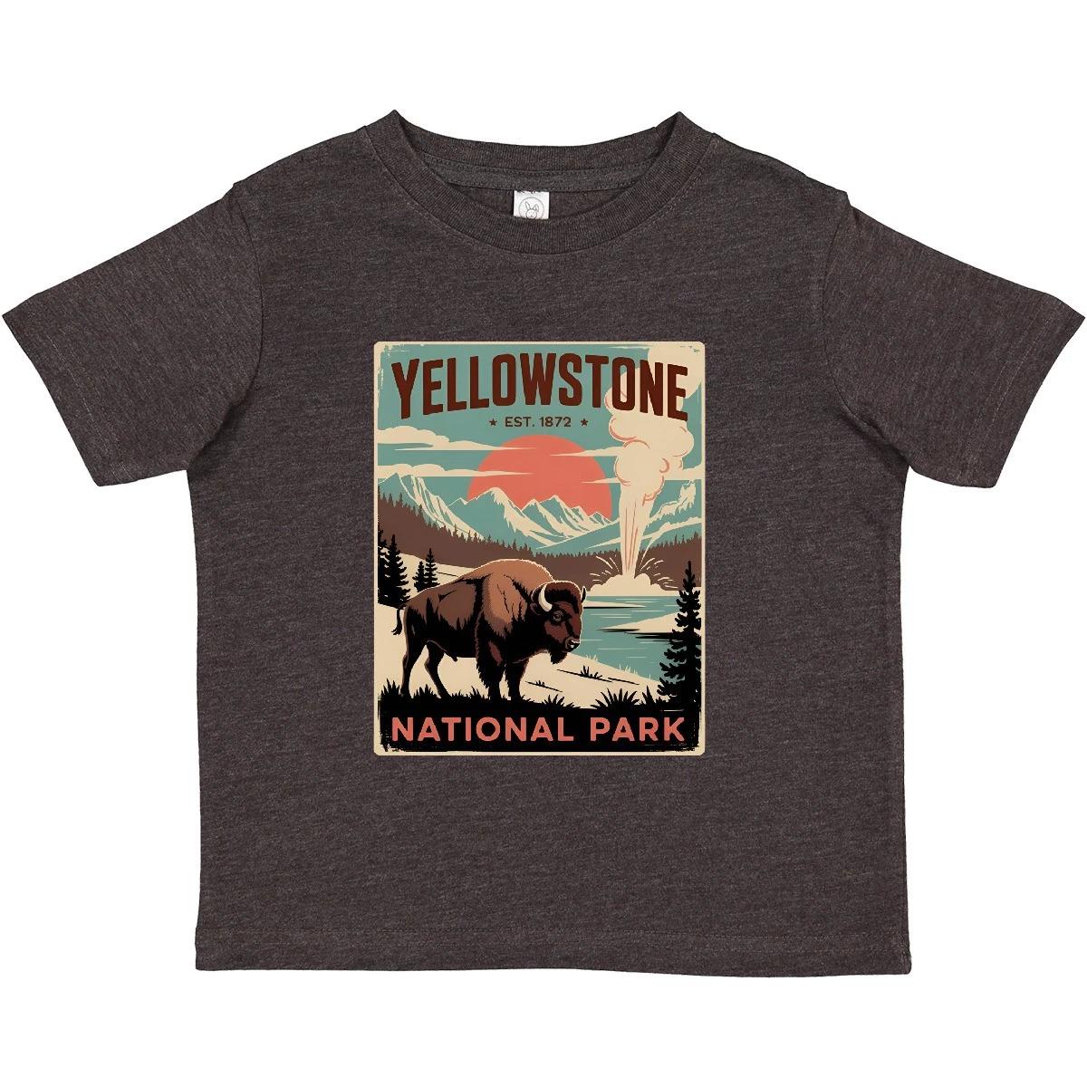 Inktastic Yellowstone National Park Toddler T-Shirt 1872 Bison Geyser Child Kid 100