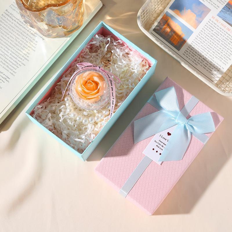 1Pcs Fashion Colorful Fairy Forever Rose Flower Keychains Lover Key Chain Jewelry Flower Hanging Keychain Romantic Gifts