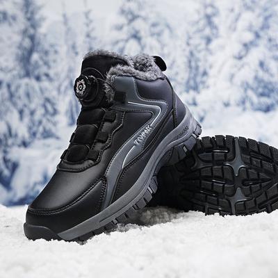 Men Hiking Shoes Waterproof Leather Snow Boots Men Sneakers 2024 Outdoor Plush Lace-up Not Slip Climbing Shoes Men Hiking Boots