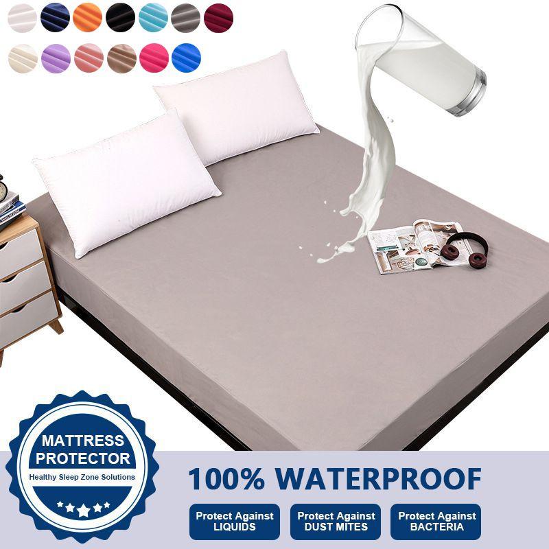 Waterproof Top Smooth Mattress Protector Dustproof Mites Bacteria Sheet Fitted