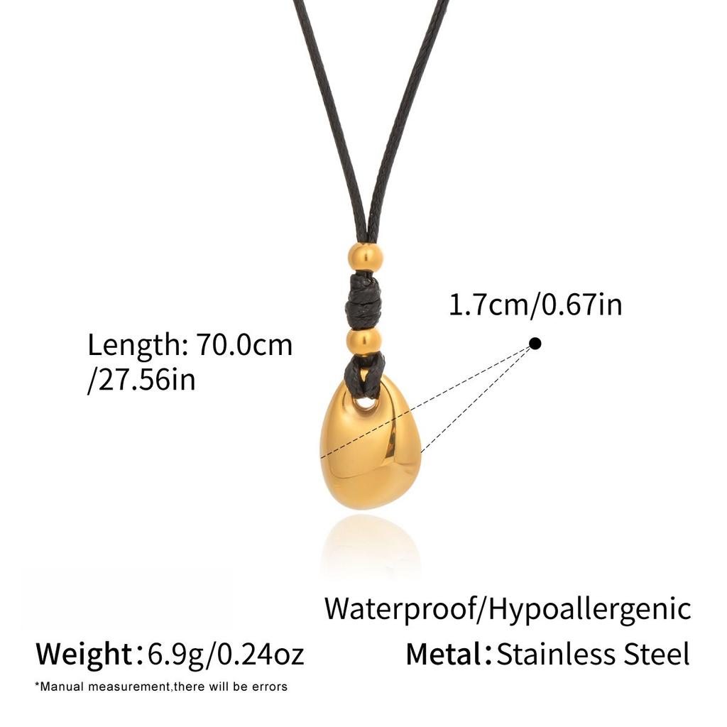  Minimalist Geometric Pendant Leather Cord Necklace High Quality PVD Plated Stainless Steel Collar Popular Jewelry Daily