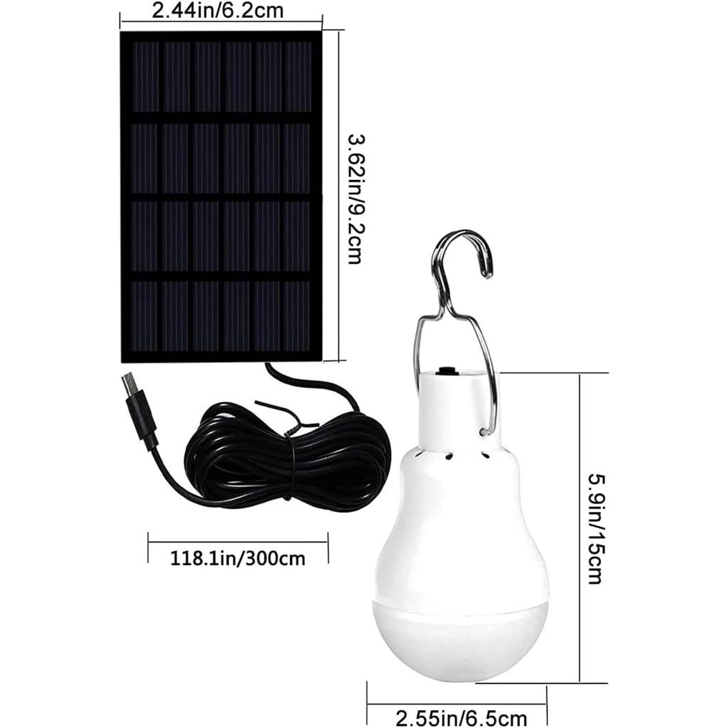 Solar Powered Shed Led Light Bulb, Hanging Lamp with Adjustable Solar Panel,3W Camping Light Apply To Outdoor Hiking Camping Tent Fishing Lighting