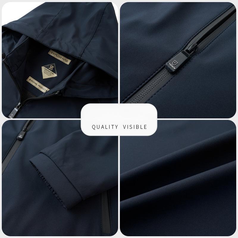 Young Men's Spring and Autumn Hooded Casual Jacket Solid Color Thin Jacket Fashion Trend Loose Jacket New Style for Men