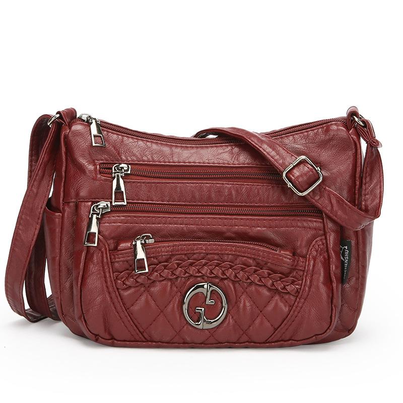 Soft Leather Multi Compartment Single Shoulder Crossbody Bag