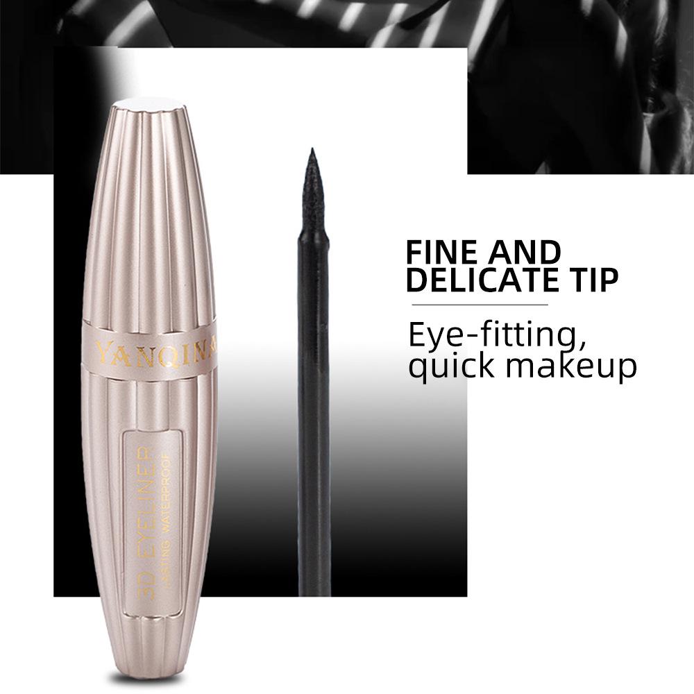 3D Likit Eyeliner Pürüzsüz Uzun Ömürlü Bulaşmaya Karşı Dayanıklı Su Geçirmez Eyeliner Aplikatörü Siyah Eyeliner