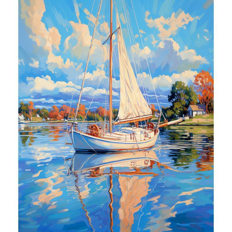 CHENISTORY Hand Painting Sailboat In Bedroom Living Room Landscape Painting By Numbers Kit DIY Artwork Canvas Home Decoration