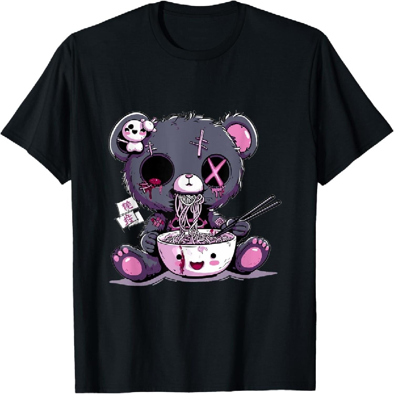 Готический Пастельный Милый Жуткий Кавайный Плюшевый Мишка Кукла Вуду Рамен Футболка S
