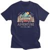 Male Happy Camping Mountains Adventure Is Calling T Shirts Short Sleeves Cotton Tshirts Anniversary Birthday Gift Casual Tees