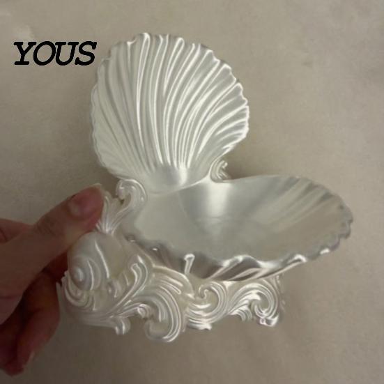 Sweet Style Jewelry Holder 3D Printed Shell Tray, Decorative Desktop Storage Organizer for Dressing Tray Table, Opening Trinket Dish Rings