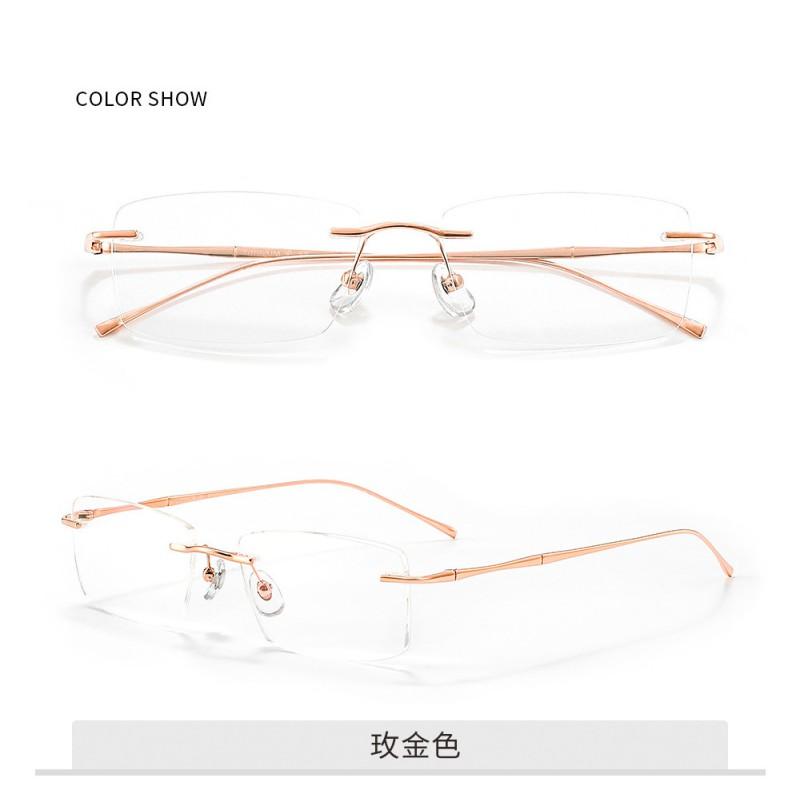 Ultra-Light Pure Titanium Rimless Prescription Glasses Men Women Blue Light Blocking Myopia Eyewear