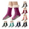 1 Pair Sleeping Socks Non-Slip Silicone Grip Soles Mid-tube Floor Socks Thickened Fleece Lining Indoor Socks