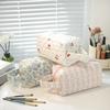 Floral Print Quilted Makeup Bag Large Capacity Cute Toiletry Pouch for Travel Ins Fashion Cosmetic Organizer for Women Girls