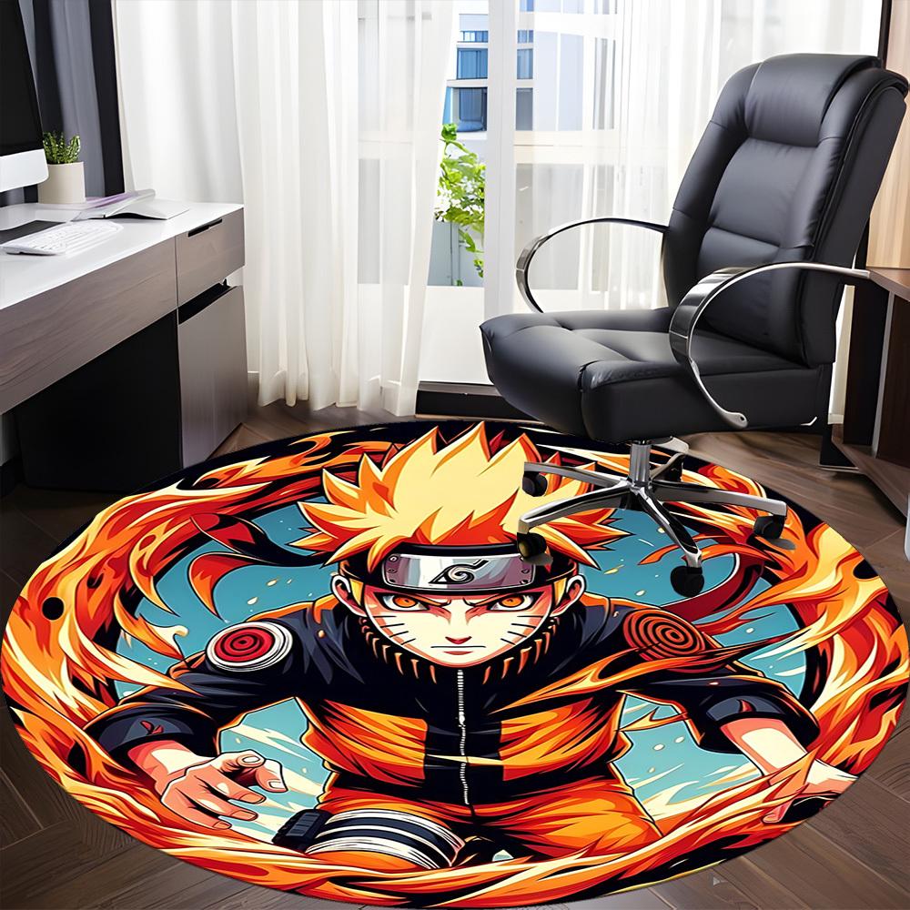 1pc Naruto Chair Carpet for Office Non-Slip, Soft & Comfortable, Carpet for Office, Gaming, Lightweight Round Floor Mat