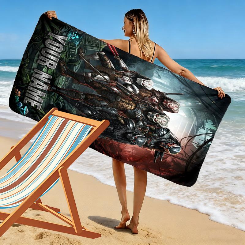 Name Custom Predator Print Beach Towel, Large Soft Quick Dry Towel for Beach Camping Swimming