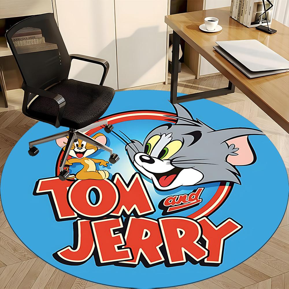 1pc Tom Jerry Office Round Area Rug, Under Office Chairs Bedroom Living Room Home Decor, Room Deco, Available in Various Sizes