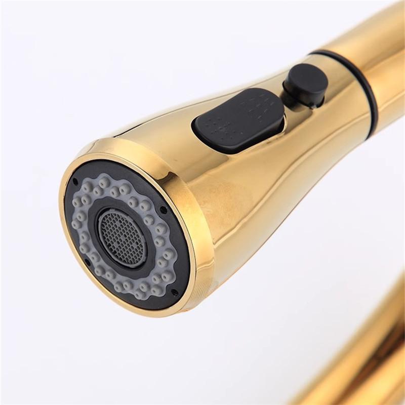 Tuqiu Gold Pull Out Kitchen Faucet Black Kitchen Tap 360 Rotate Sink Faucet Brass Chrome/ Nickel /Black Swivel Sink Mixer Tap
