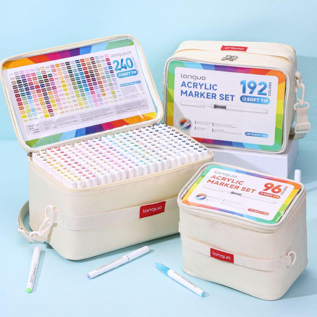 Blue Fruit 240-Color Acrylic Marker Pen Set with Soft Head for Student Graffiti and Art