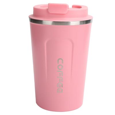 Tazza termica da 380 ml a doppio strato in acciaio inossidabile, a prova di perdite, portatile, tazza da caffè per auto(Rosa )