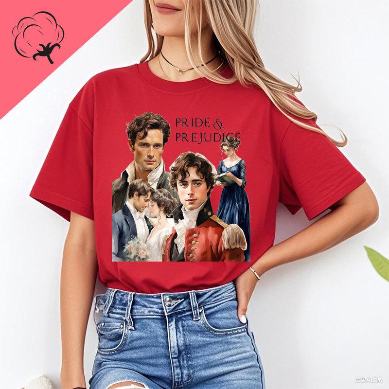 

Movie Camiseta Pride and Prejudice T Shirt Retro Style Cotton Oneck Short Sleeve Graphic T Shirts Vintage Fashion Y2k Clothes S