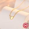 Fashion Simple S925 Sterling Silver Double-Spell Love Zircon Design Hipster Women'S Collarbone Necklace
