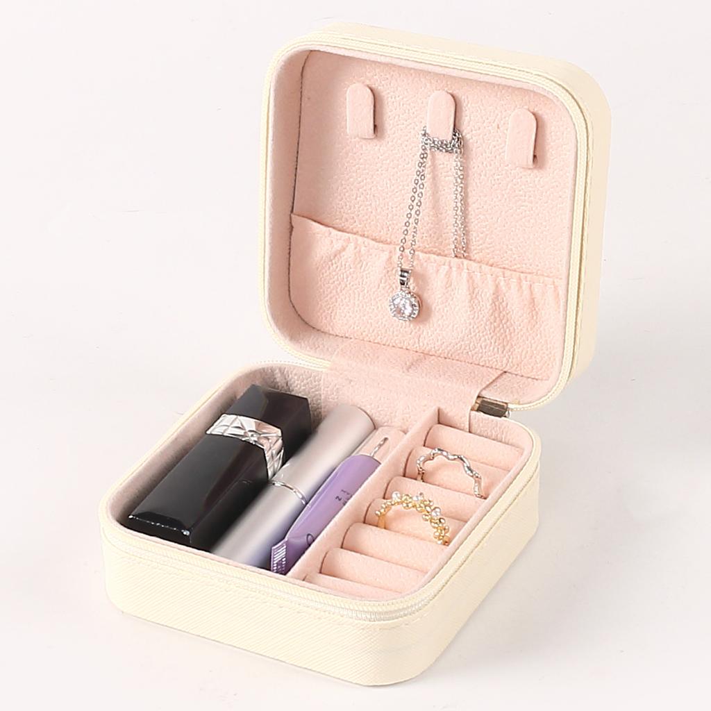 Tragbare Schmuckaufbewahrungsbox Reise-Schmuckorganizer-Etui Lederaufbewahrung Ohrringe Halskette Ring Schmuckdisplay
