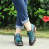 Johnature Zapatos de tacón de cuero genuino para mujer, zapatos de primavera Retro con punta redonda, Color sólido, hechos a mano, zapatos de ocio Silp-on