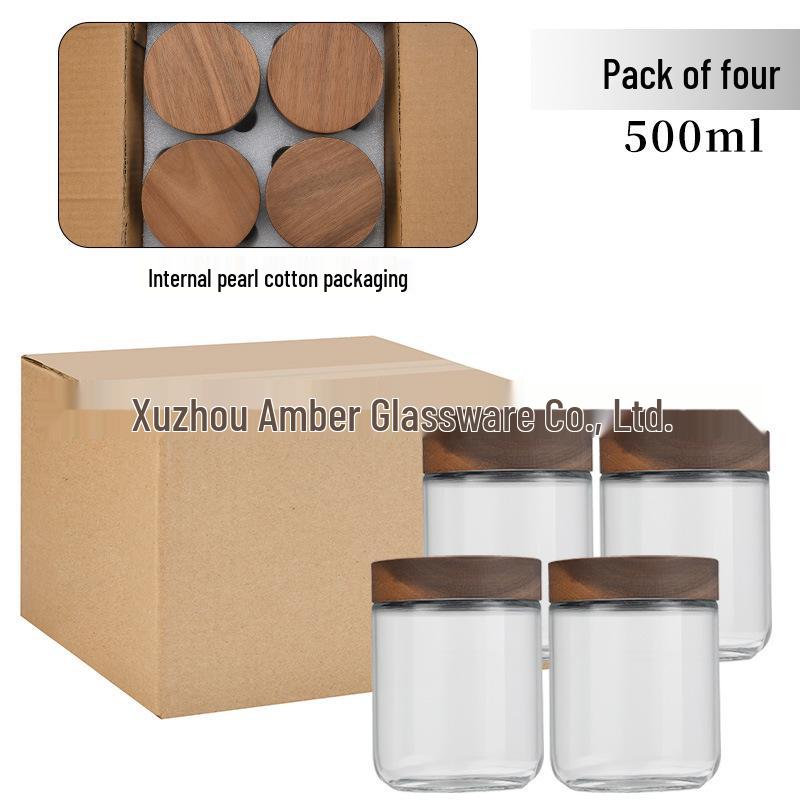 Large Glass Storage Jar with Bamboo Lid, Cereal & Yogurt Container, Sealed Oatmeal Cup