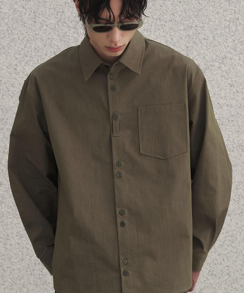 SENTAIR Curved Line Pigment Shirt_Khaki