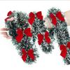 For DIY Wreath Christmas Tree Ornaments New Year Home Table Decor Artificial Christmas Garland Xmas Garlands with Bowknot