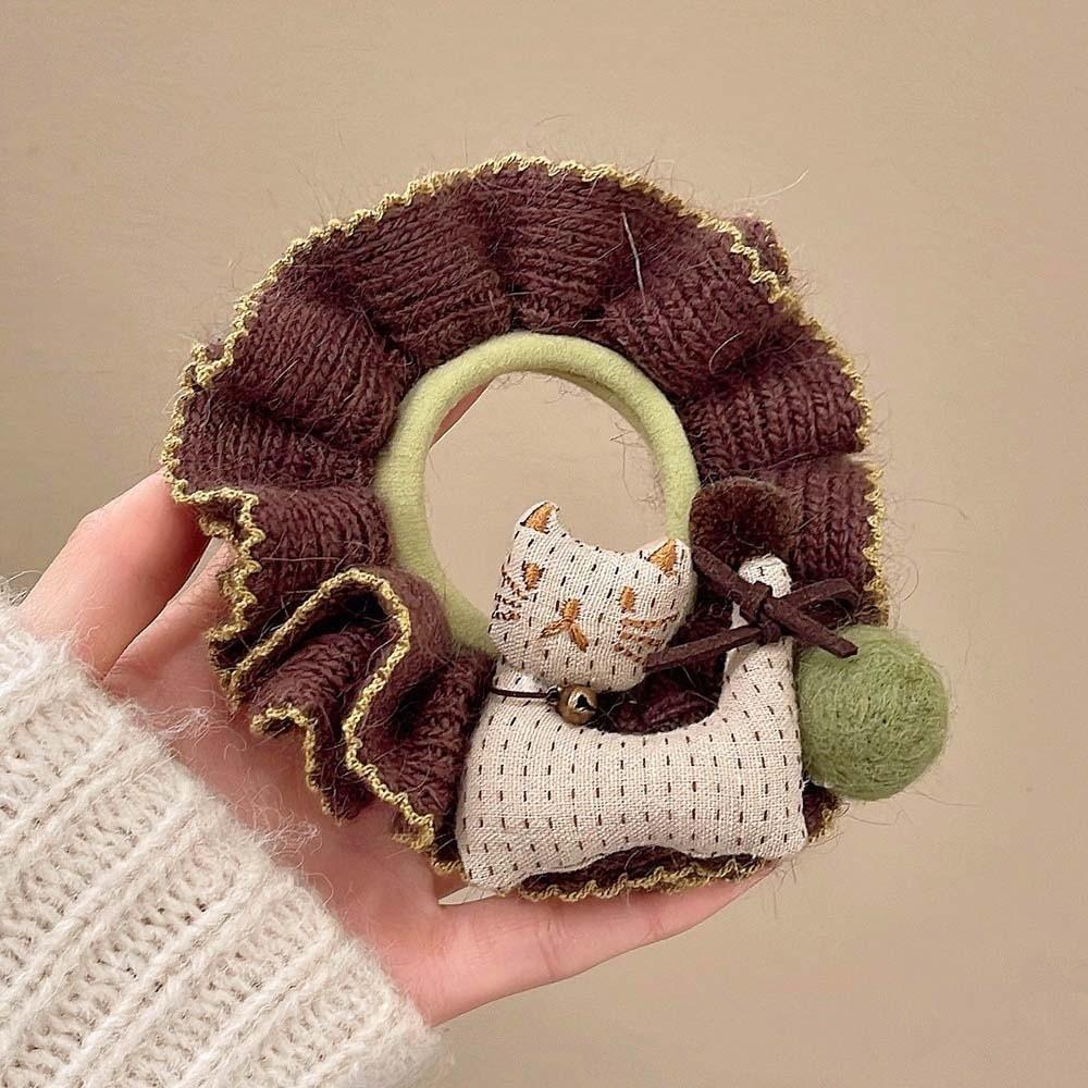 Embroidered Cartoon Animal Hair Rope Large Intestine Circle Bun Rubber Bands Horse Scrunchie  Women