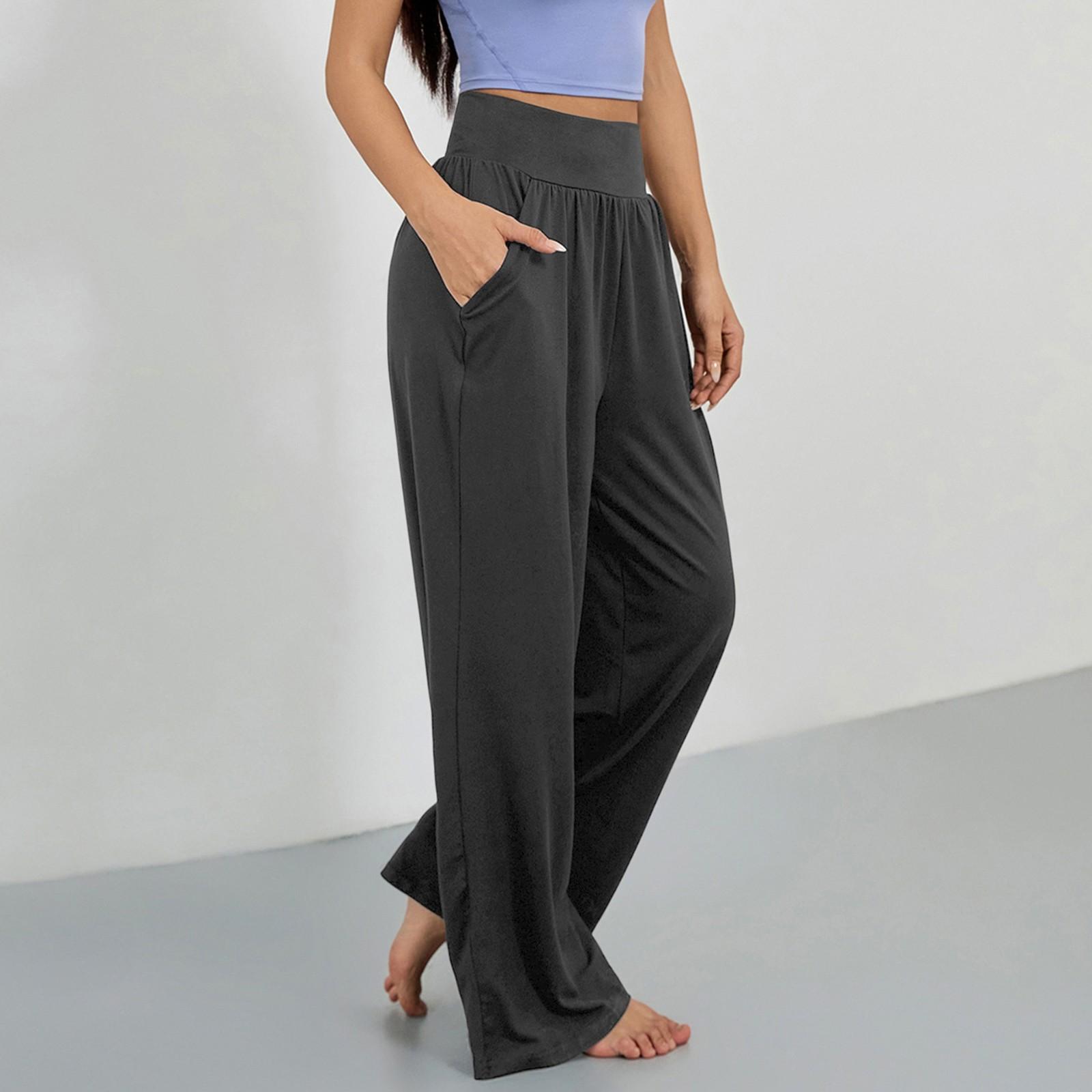 

Женские модные полосатые свободные однотонные спортивные брюки повседневные брюки клеш брюки для йоги L