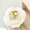 Luxus Princess Cut AAAAA Gelber Großer Zirkonia Massivsilberfarbener Ring Mit Mikrobesetztem Klarem Zirkonia Damen Verlobungsringe