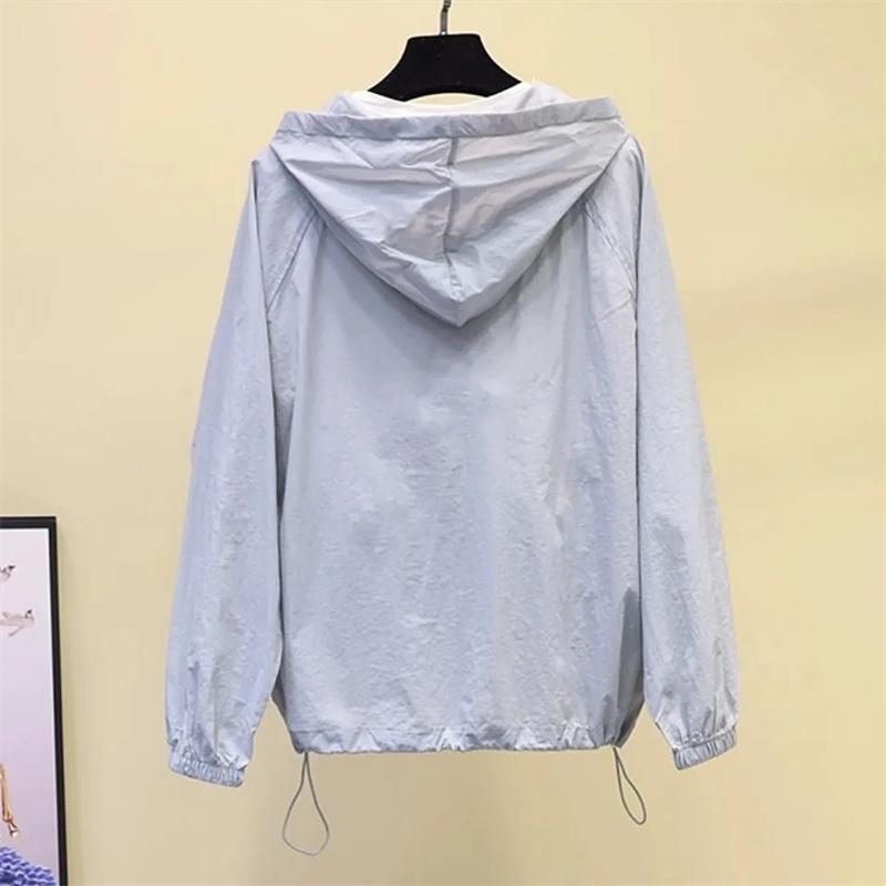 Damenjacken Mäntel Windbreaker Sonnenschutz Reißverschluss Kapuze Leichte Dünne Jacke Sommer Damenbekleidung