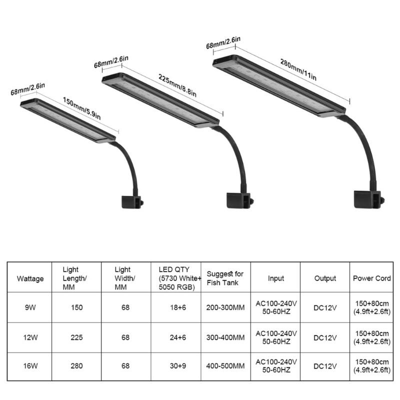 High Efficiency LED Full Spectrum Aquariums Light Clipon Lamp For Fishtanks Condition Enhancement Landscape Accessory