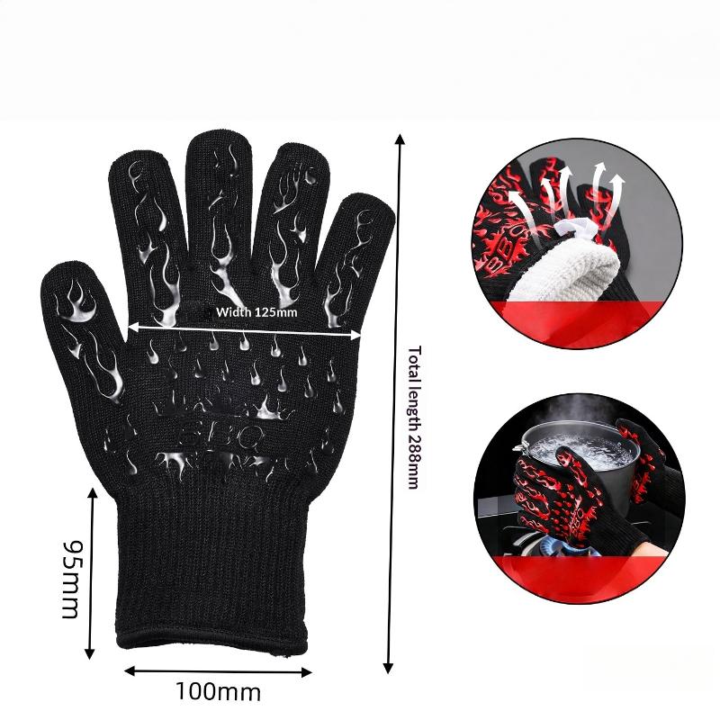 1/2Pcs Non Slip Silicone Oven Gloves Bbq Gloves Fireproof Heat Resistant Cut Resistant Mitts Kitchen Gloves For Barbecue Cooking