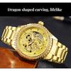 Dulunwe Dragon Watch Skeleton Men's Wrist Watches Luxury Automatic Mechanical Diamond Waterproof Luminous Stainless Steel Watches