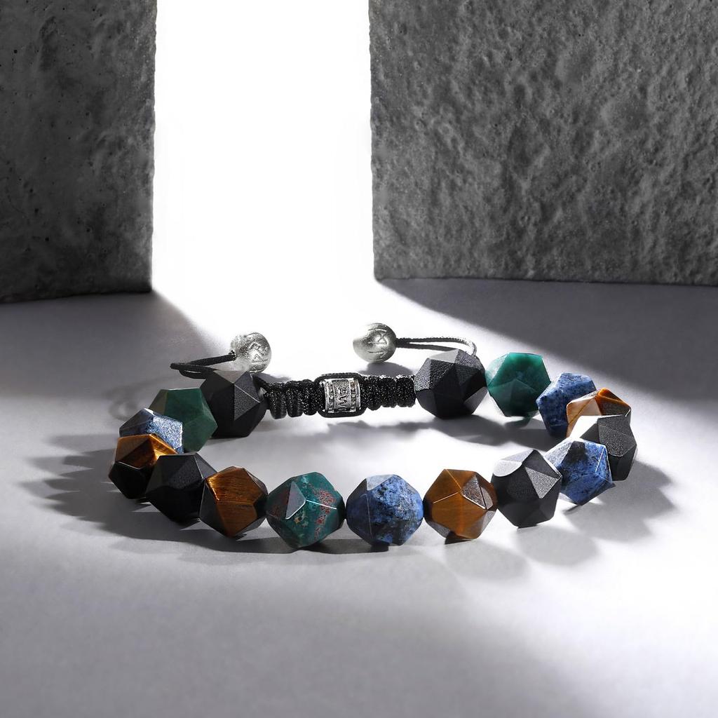 AWNL Tiger Eye Bracelet with Sterling Silver Men's Clasp, 16.5cm-18cm