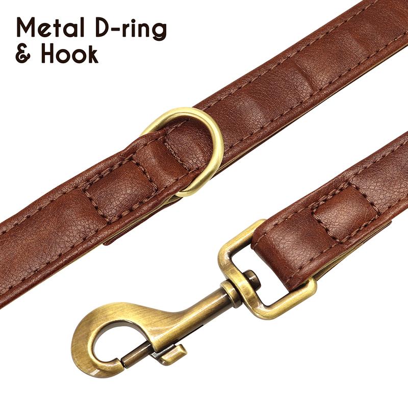5ft Leather Dog Leash Durable Pet Walking Training Lead Leash Rope for Small Medium Large Dogs Pitbull Pug Erman Shepherd