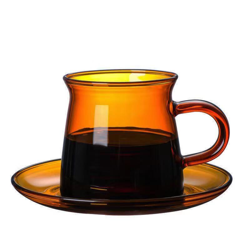 Shangqi Colorful Heat-Resistant Borosilicate Glass Mug with Saucer