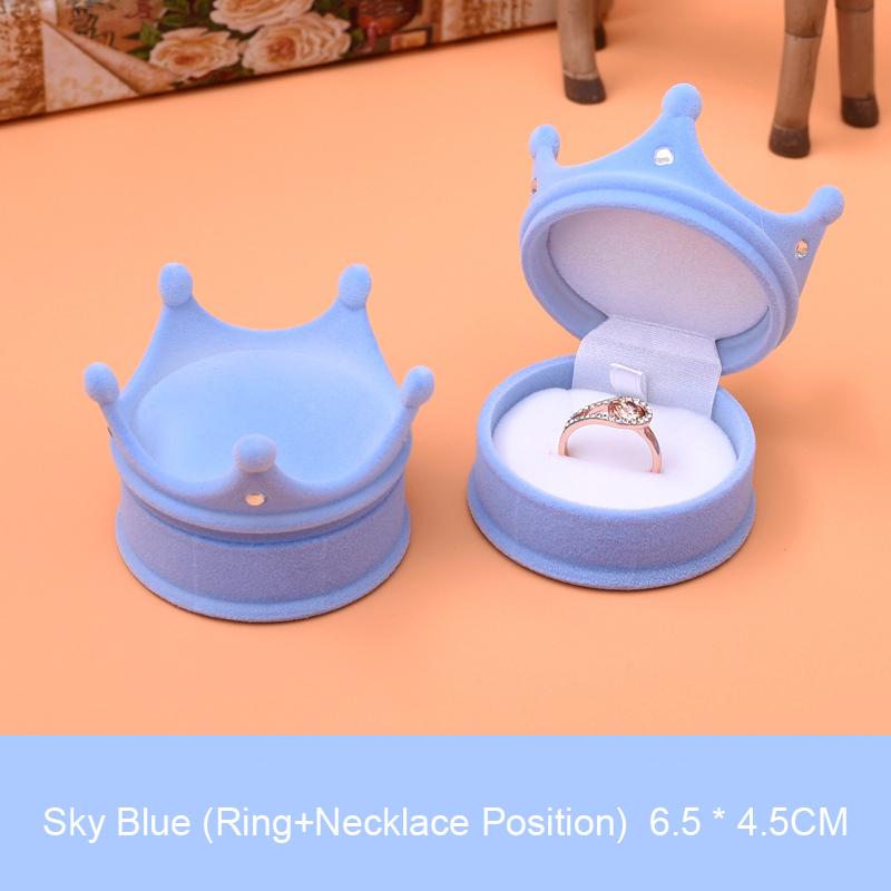 Velvet Jewelry Box Organizer Cute Wedding Ring Box Crown Storage Case Earring Necklace Display Packaging Gift Accessories