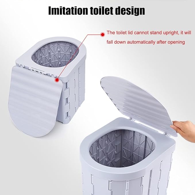 Car Toilet Seat Outdoor Travel Emergency Portable with Cover Car Commode, Foldable PVC Durable Trash Can, Load-Bearing 150kg