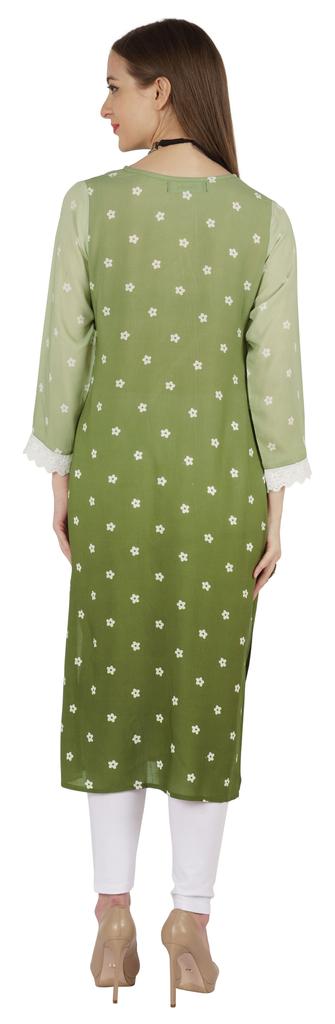 Bimba Printed  Designer  Kurta  For Womens Straight Kurti V-Neck Ethnic  Traditional  Wear - Cotton