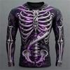 New Men's Long-Sleeve T-Shirt with Cool 3D Flame and Skull Guitar Design Perfect for Halloween Parties and Horror-Themed Outfits